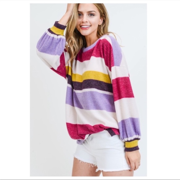 25. 🆑 Soft Striped Brushed Top - Picture 3 of 5